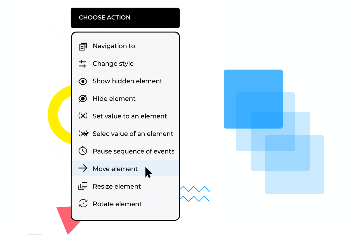 Dictate the action a component performs in Justinmind