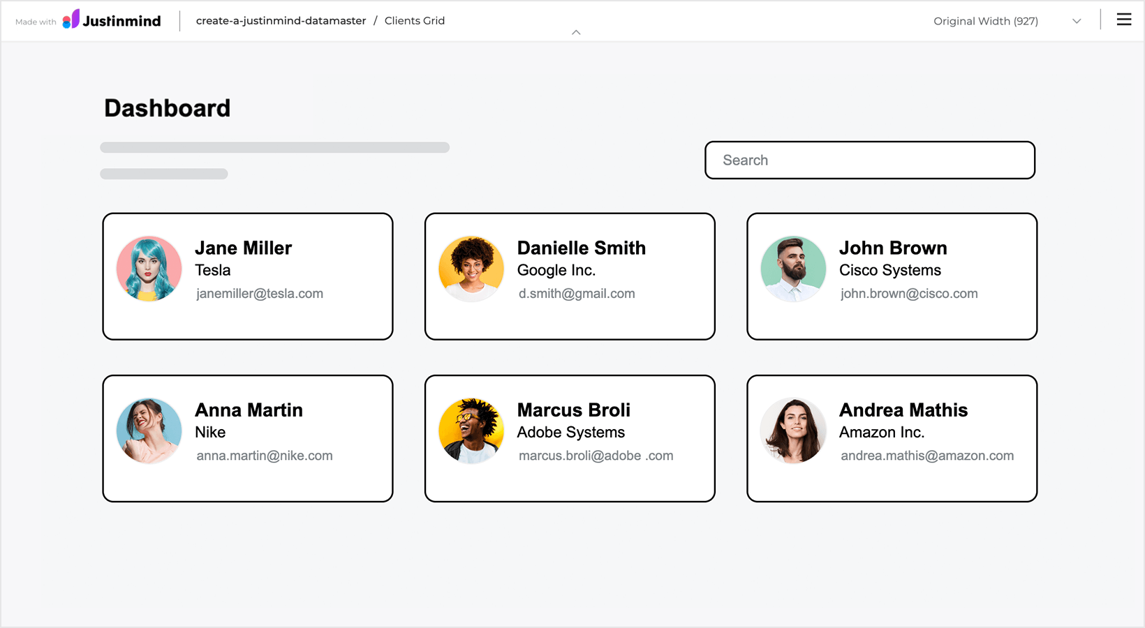 display-data master records data grid