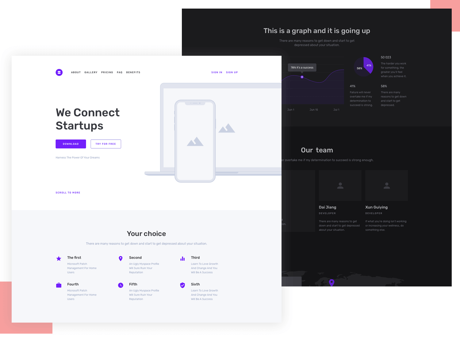 example of website wireframe made with modular design