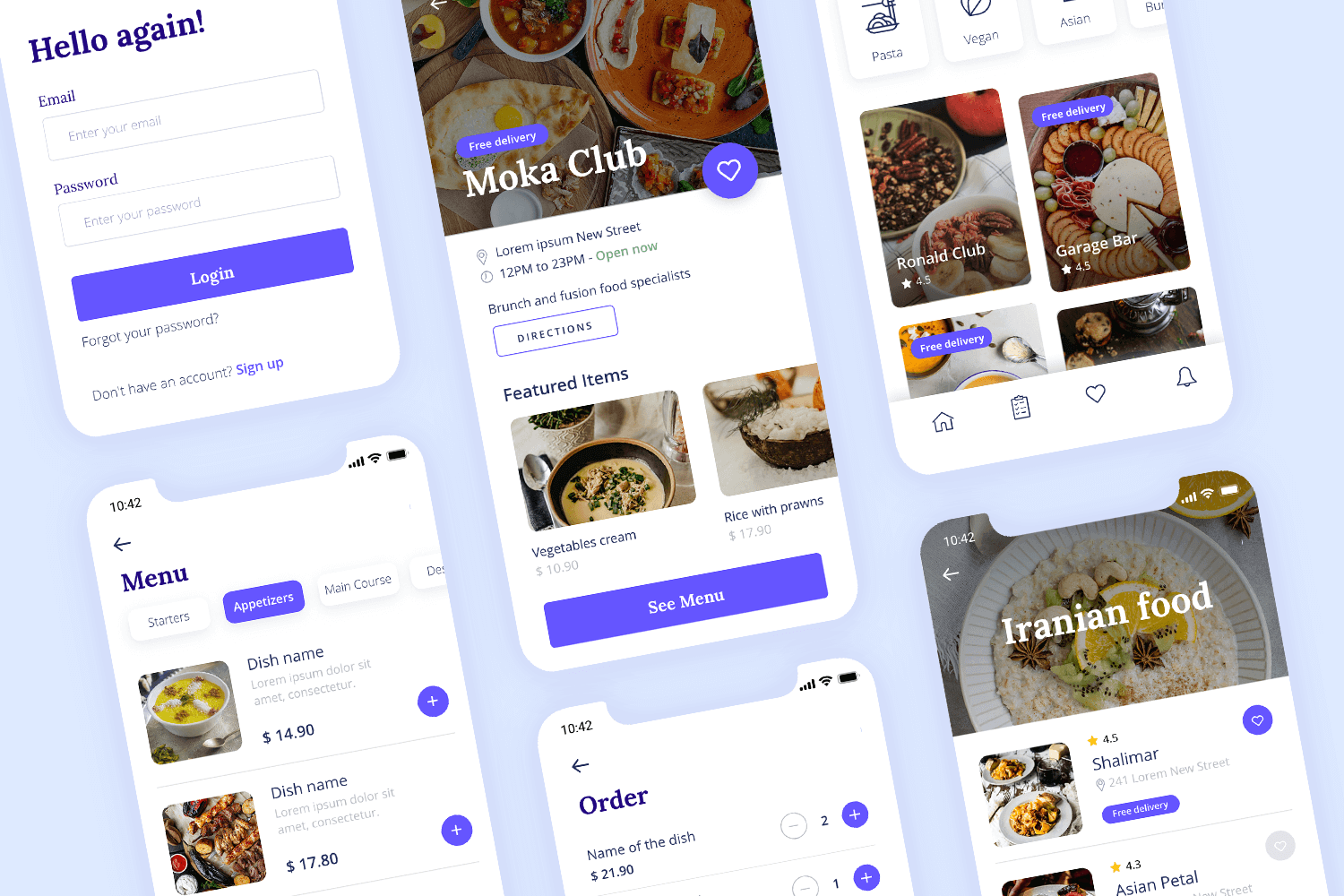 FOOD DELIVERY APP MOCKUP