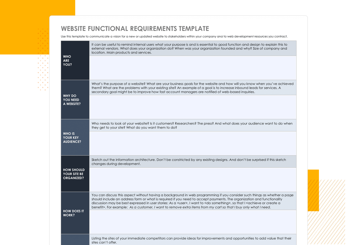 Functional specification document - Smartsheet