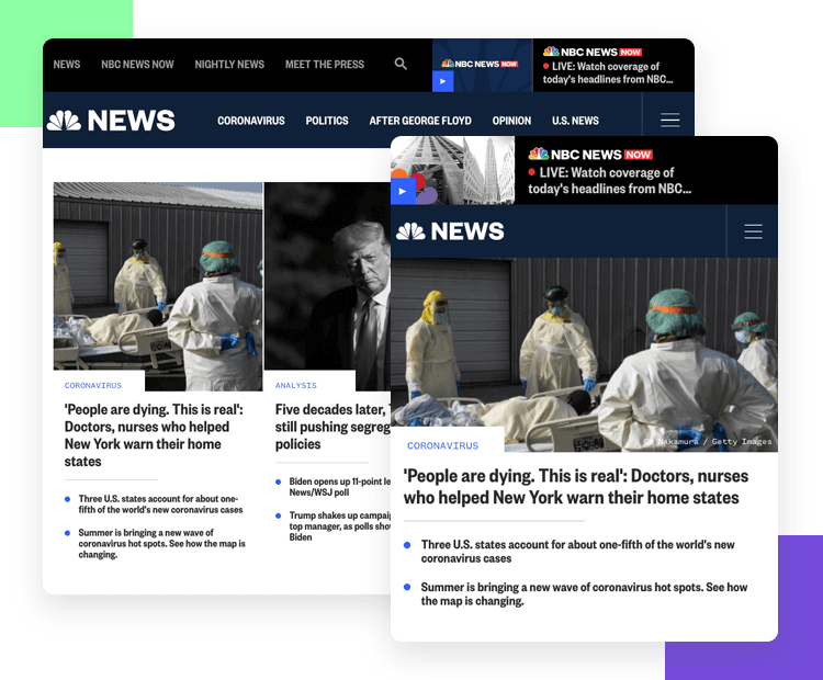 Hamburger menu design on responsive websites - NBC News