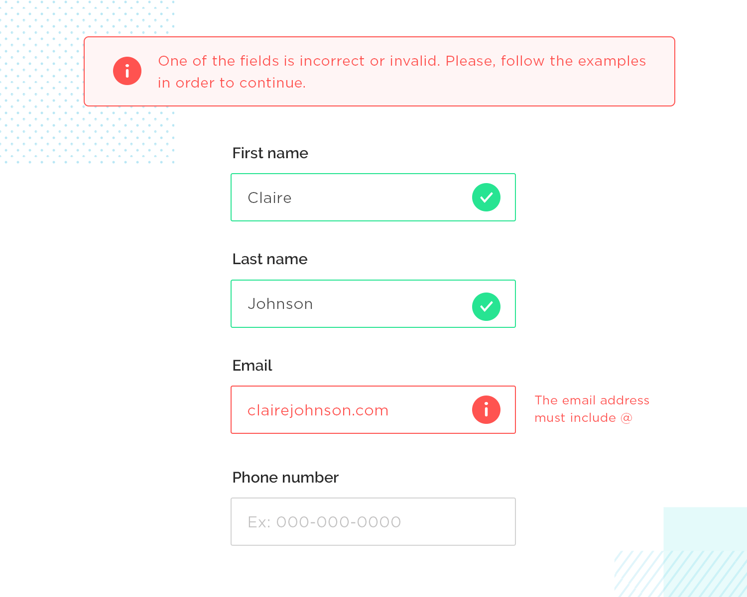 examples of inline validation for forms and surveys