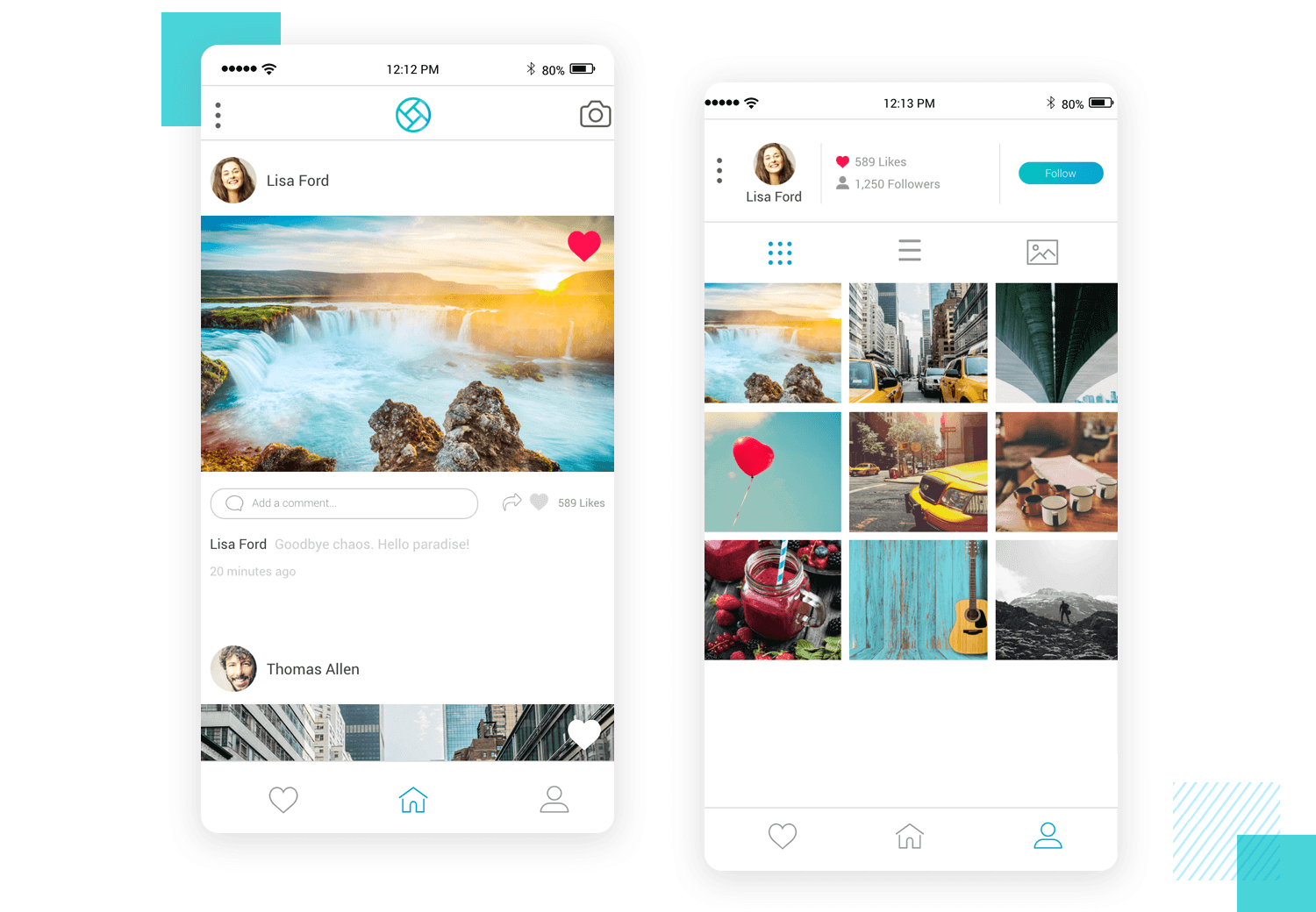 Photo sharing app - mobile app mockup template