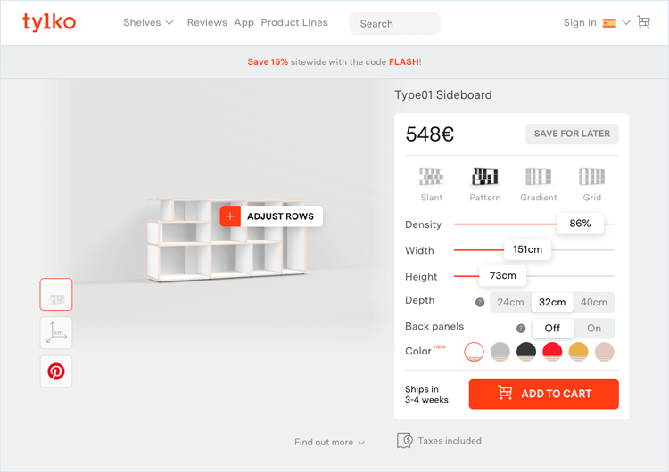 option visualizing slider example for UI design