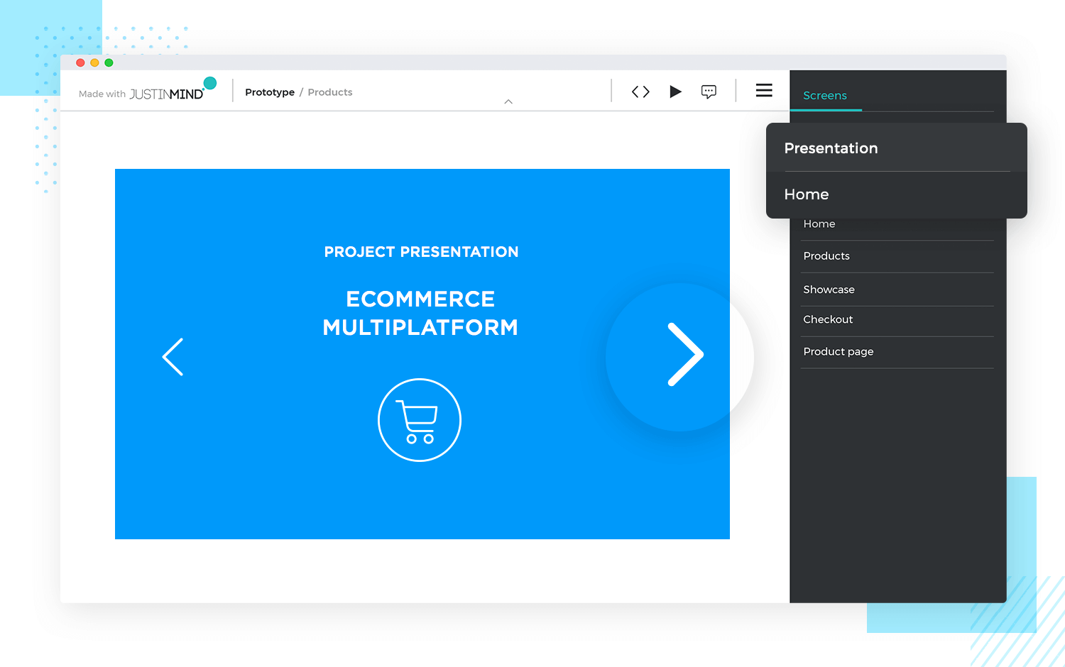 Prototype presentation techniques - slideshow presentation in Justinmind
