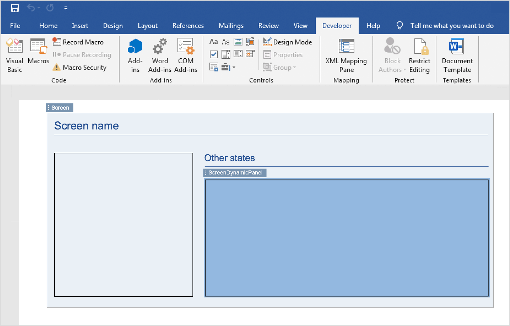 screen dynamic panel other states