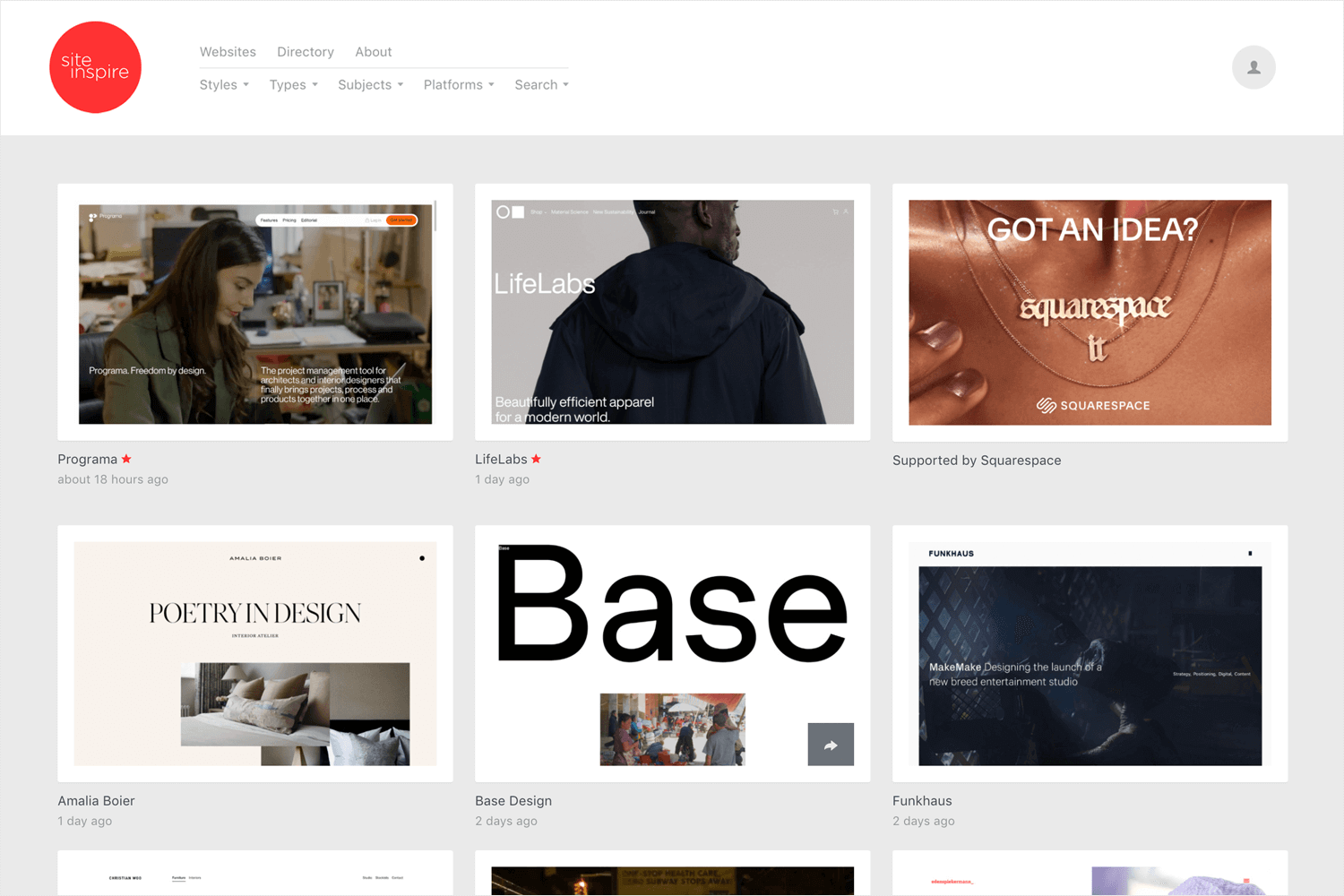 web design ideas: siteinspire