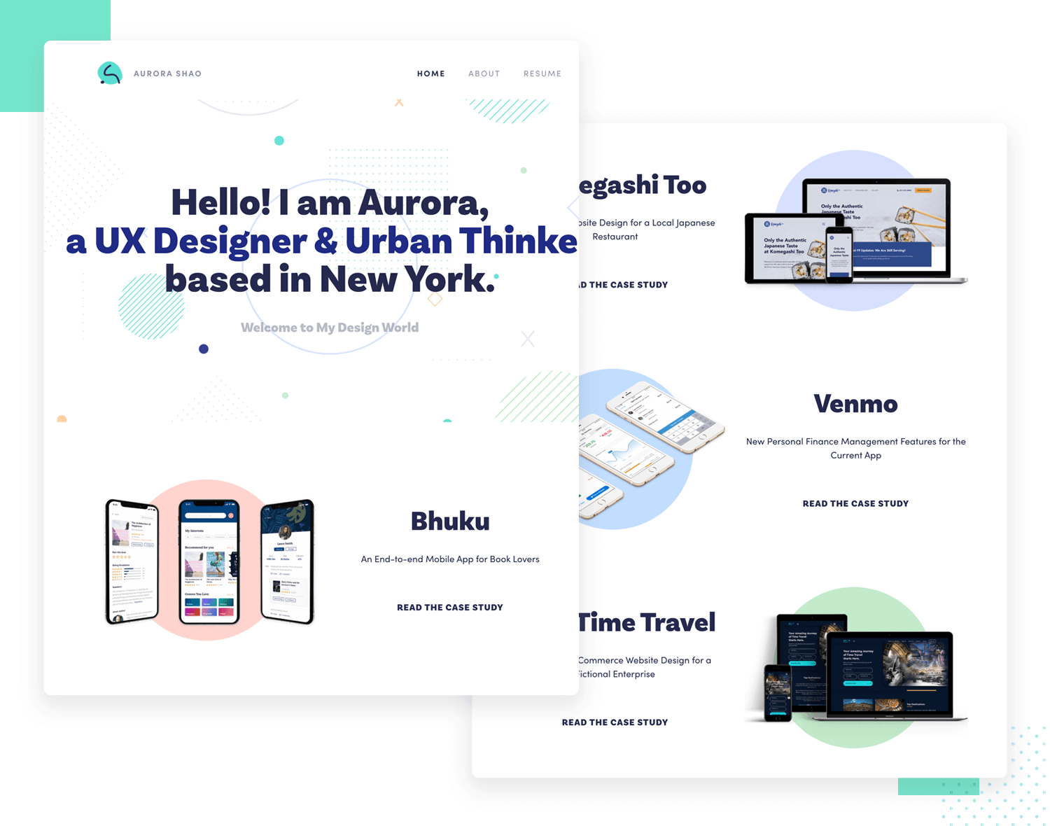 ux design portfolio example by aurora