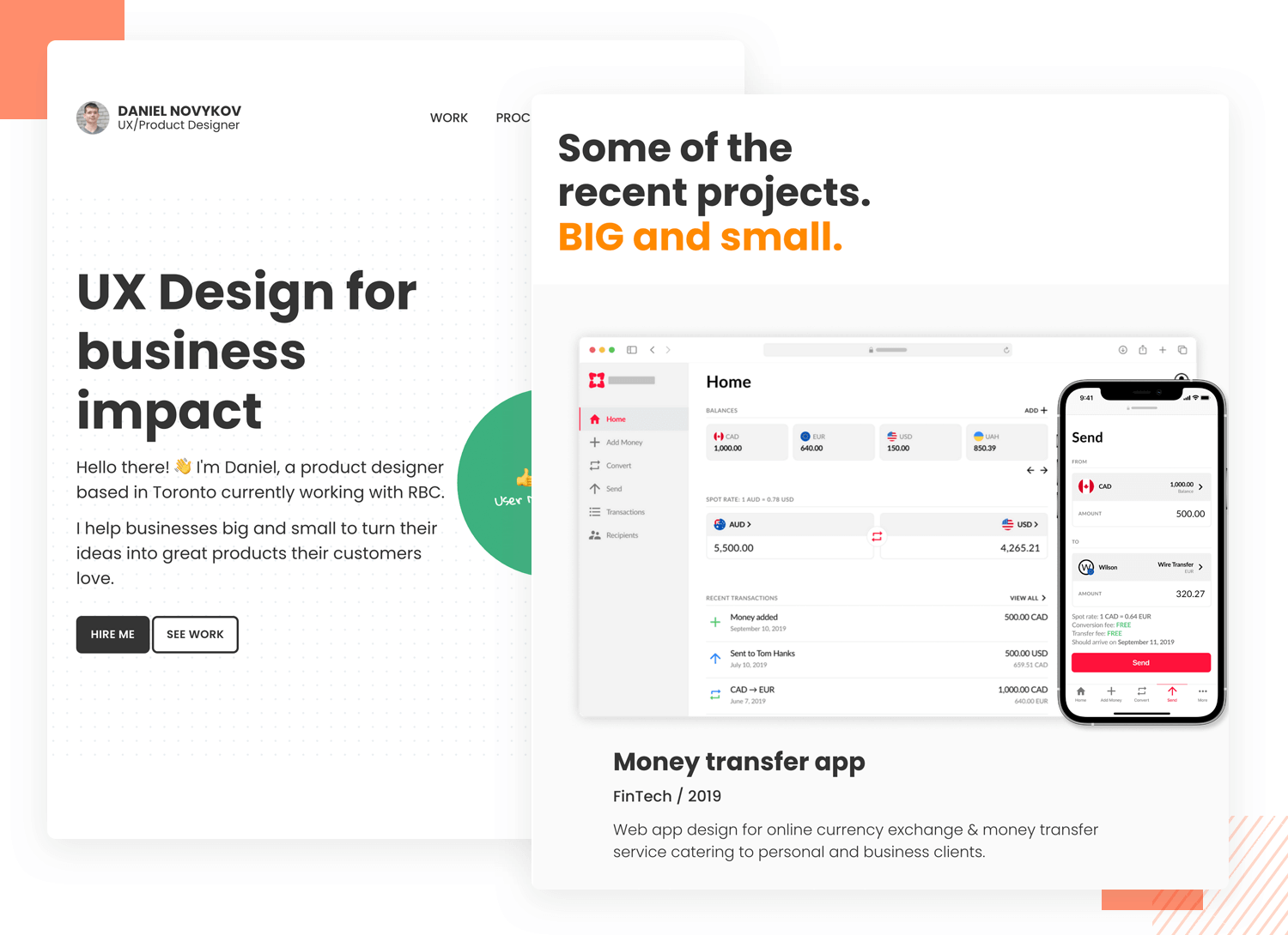 example of ux portfolio by daniel Novykov