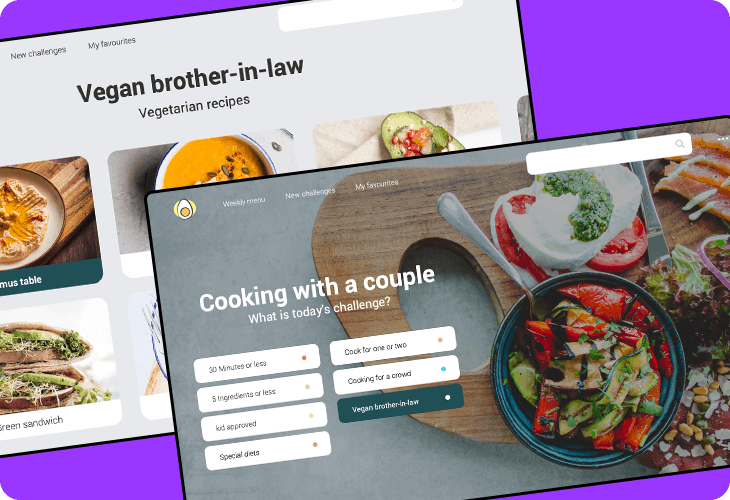 vegan cooking app template for tablet